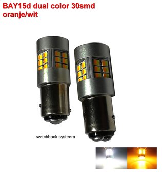 2 x BAY15d-30SMD Dual color Oranje-wit