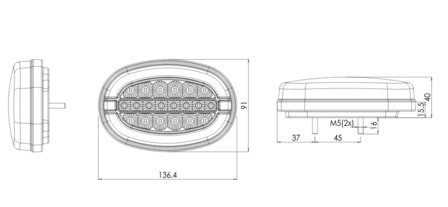 LED Neon Ovaal Achterlicht dynamisch 12v/24v E-keur