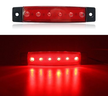 12V LED zijmarkering 6 led rood