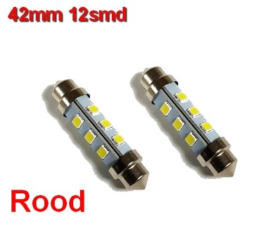 Buislampen 42mm 2835smd Rood 10-40v