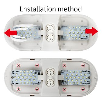 12 Volt Interieurlamp LED 7watt Warm-wit voor caravan / camper met schakelaars