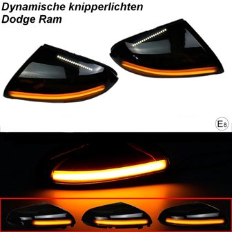 Dynamische LED richtingaanwijzers spiegel met instap verlichting Dodge ram 09-18 E-keur