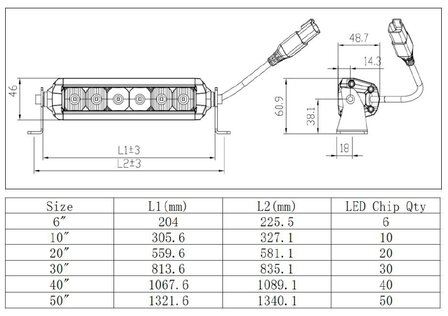 Extreme 10 inch  slimline ledbar 50w - Ar optics - 4.900 lumen