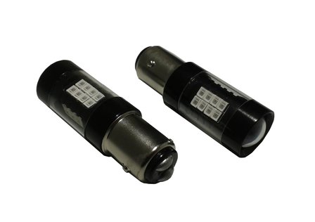 2x BAY15D-32-11smd Rood -Remlicht met lens