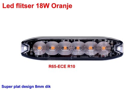 Led flitser 18W Oranje R65-ECE R10 Slim