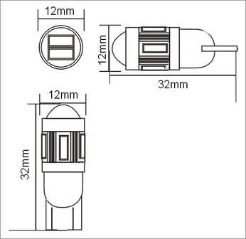 2x -T10 led lamp  met 6 x 5630smd  Blauw 10 tot 36Volt