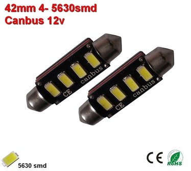 2x 12v Canbus 42mm 4x 5630SMD (120 lumen)