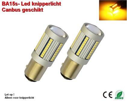 2x BAU15s CANBUS Knipperlicht Oranje 66smd 10-30v