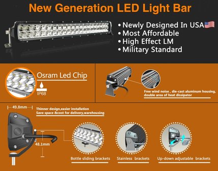 Extreme Slimline dual-row ledbar 50inch 500w 47.900 lumen