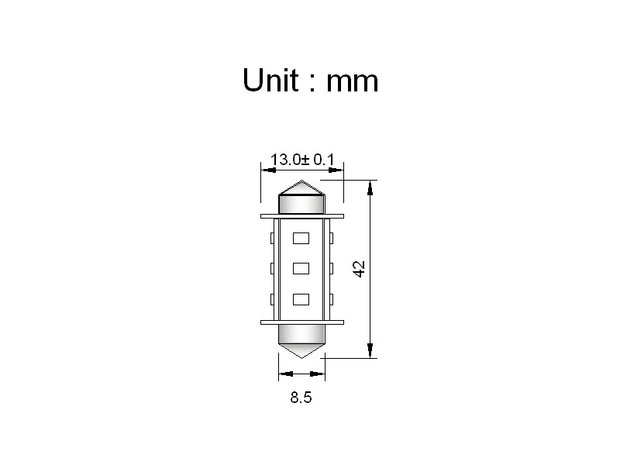 Buislampen 37mm 2835smd Cool-wit 10-40v