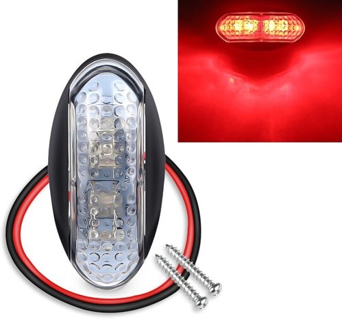 Led sidemarker contourverlichting 4led 12/24V Rood helder glas