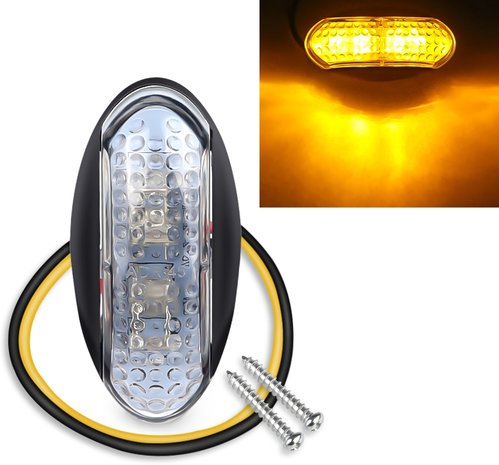 Led sidemarker contourverlichting 4led 12/24V Oranje helder glas