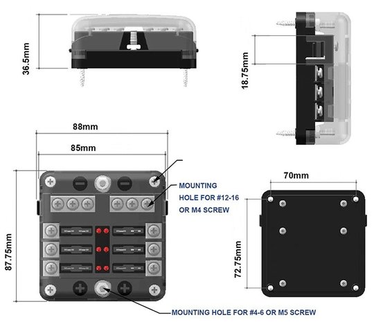 Luxe zekeringhouder 6 met led indicator