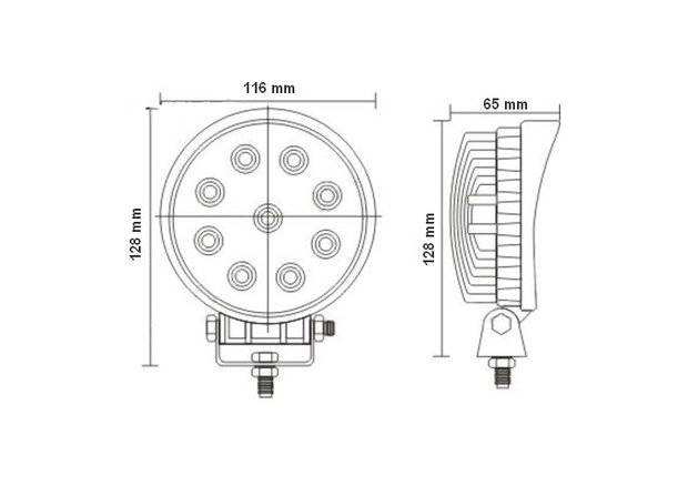 LED werklamp rond 27watt Lens: 60gr 2200lumen