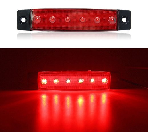 24V LED zijmarkering 6 led rood