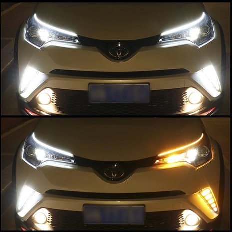 LED Drl strip wit met oranje loop knipperlicht 45cm Ip67