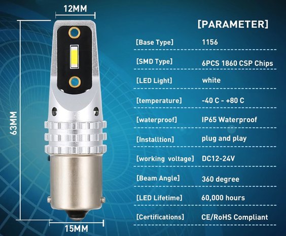 2x BA15s CSP 1860 - 1360lumen