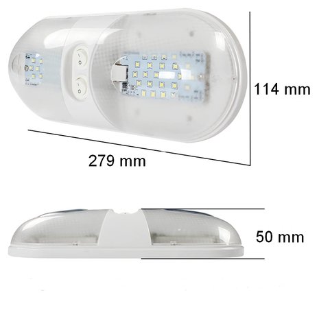 12 Volt Interieurlamp LED 7watt Warm-wit voor caravan / camper met schakelaars