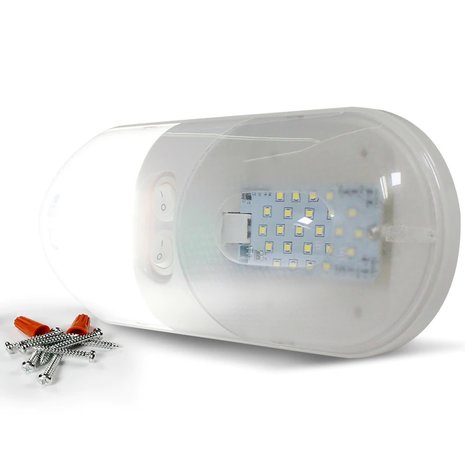 12 Volt Interieurlamp LED 7watt Warm-wit voor caravan / camper met schakelaars