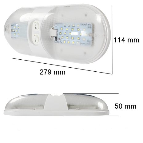 12 Volt Interieurlamp LED 7watt Cool-wit voor caravan / camper met schakelaars