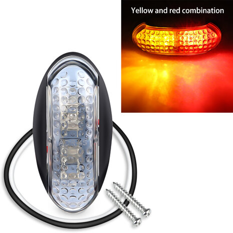 Led sidemarker contourverlichting 4led 12/24V rood / oranje helder glas