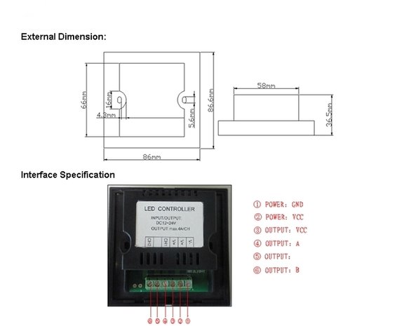 Touch Controller voor warmwit/ koelwit mix ledstrips