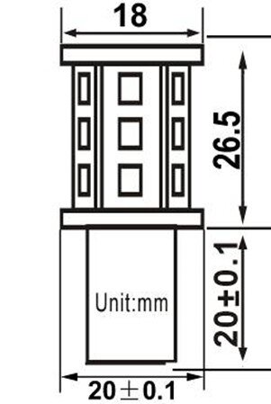 2x BAY15d-18x5050smd- Wit 10-36v duplo (combinatie achter- en remlicht)