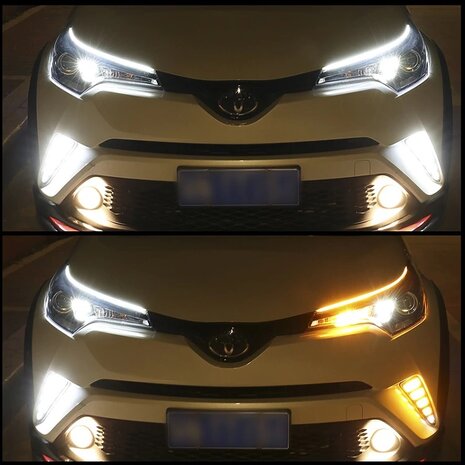 LED Drl strip wit met oranje loop knipperlicht 60cm Ip67