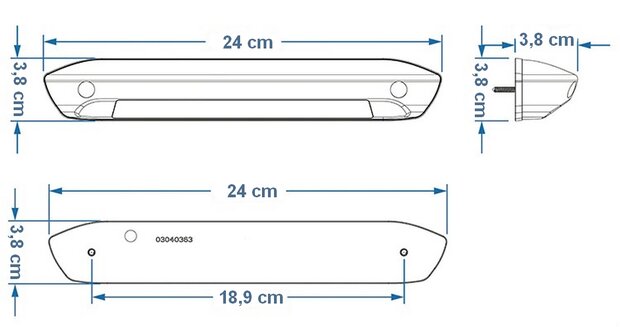 Buitenlamp LED 24cm 8watt zwart Warm-wit voor caravan / camper