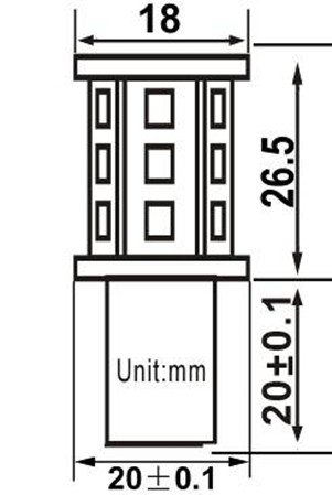 2 x BA15s- 18x2835smd- Cool-Wit 10-30v