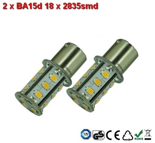 2 x BA15d-18x2835smd- Cool-Wit 10-30v Navigatie