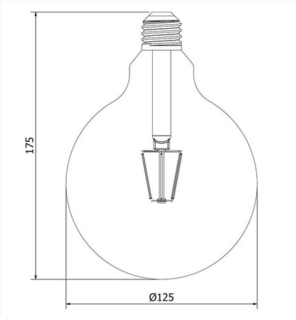 E27 Vintage G125 led lamp 3,5w Gold-warmwit Dimbaar