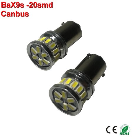2x  BAX9s -20-3014 SMD Canbus 380lumen