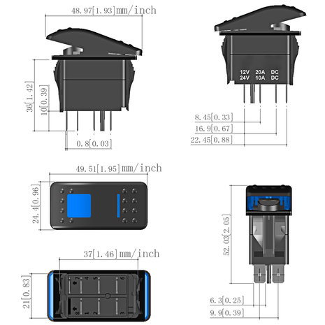 Luxe schakelaar 12-24v ledbar