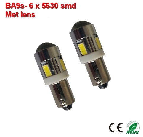 2x  ba9s led lamp met 6 x 5630smd Wit 10 tot 36Volt