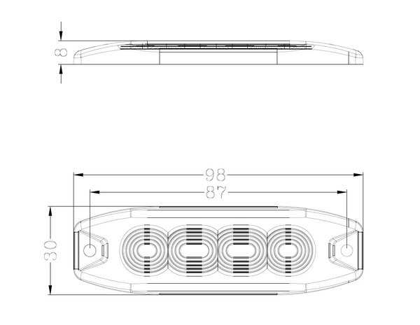 Led flitser 12W Oranje R65-ECE R10 Slim