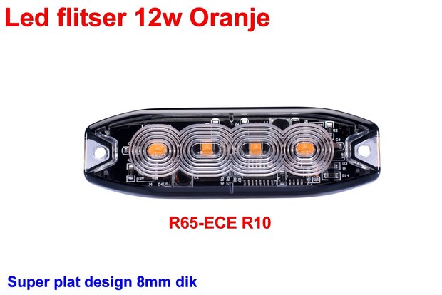 Led flitser 12W Oranje R65-ECE R10 Slim