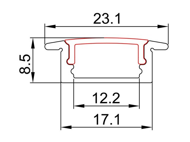 Aluminium stripprofiel 12mm inbouw 1meter