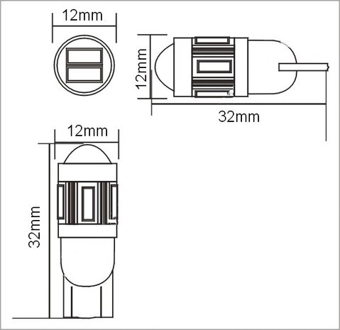 2x -T10 led lamp  met 6 x 5630smd  Oranje 10 tot 36Volt