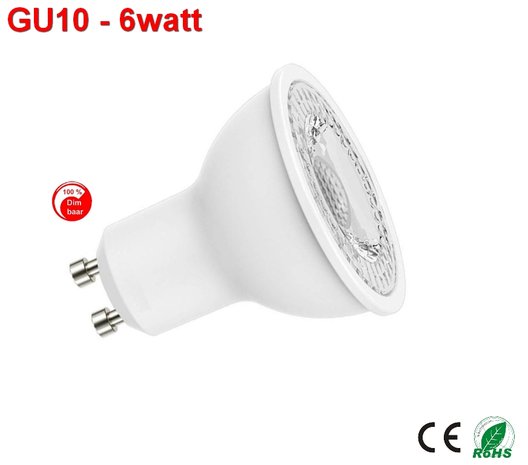 GU10 dimbare ledspot (wit) 6w warm-wit