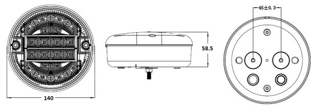 LED Achterlicht hamburger model 12v/24v E9 SAE keur