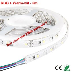 5Meter LEDstrip RGB en Gold Warm-wit 300 smd -IP65